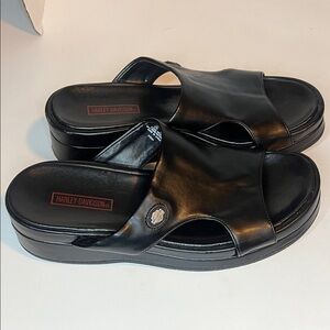 Harley-Davidson Black Leather Slide Sandals size 37/ 6